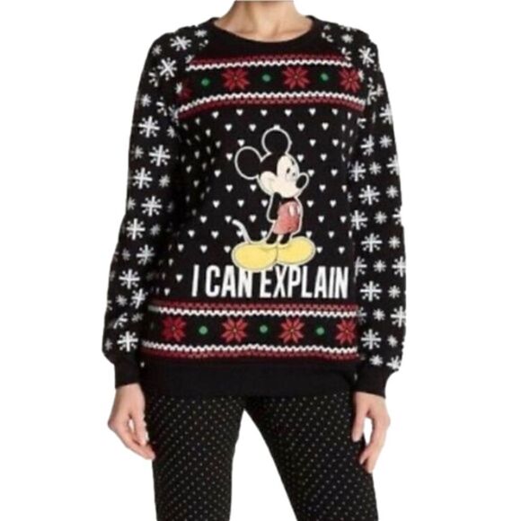Disney Mickey Mouse Ugly Christmas Holiday Sweatshirt Large - Picture 1 of 6